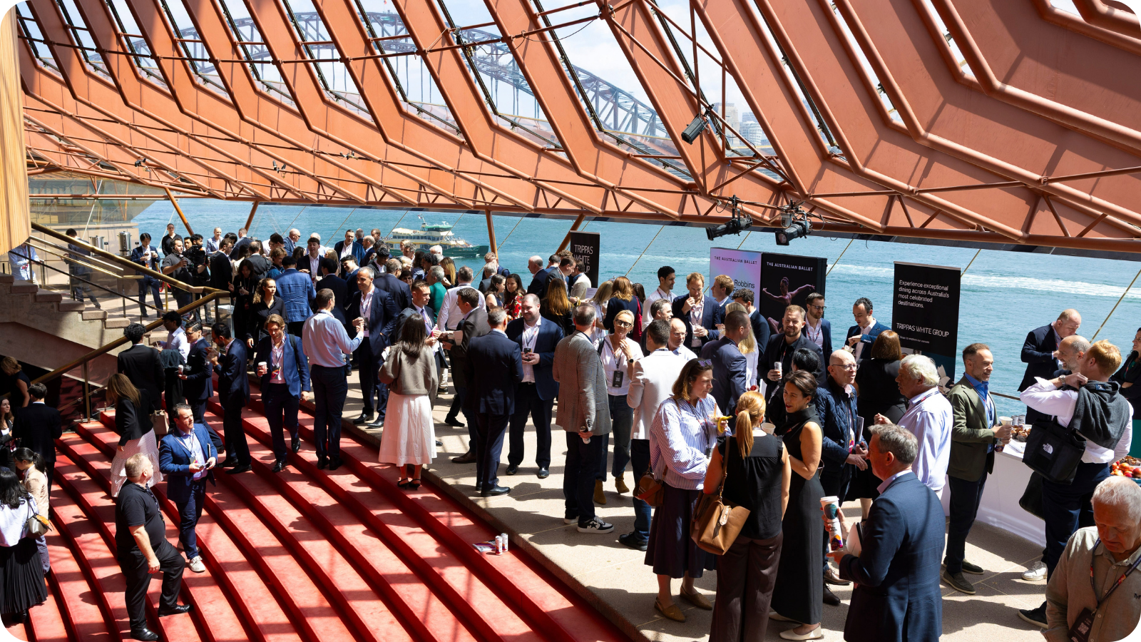 Delegate networking at the 2026 Sohn Hearts & Minds Conference at Sydney Opera House