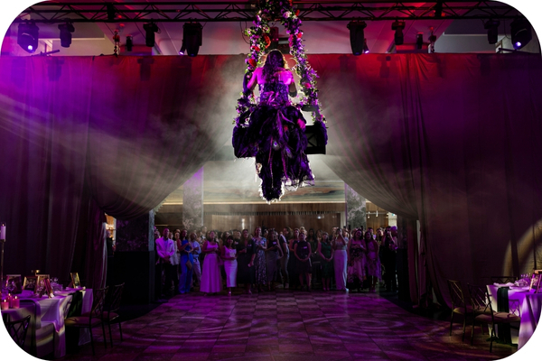 Aerial performer at AV1's Long Summer Lunch 