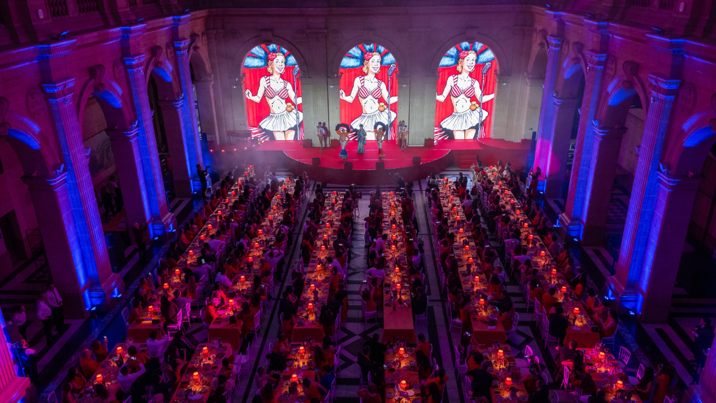 Creative projection for Moulin Rouge themed dinner