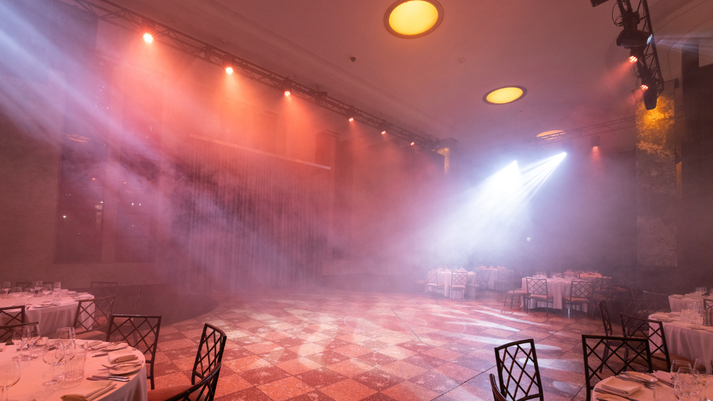 Moving lights on dance floor at MCA Foundation Hall