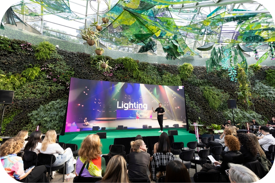 Dylan Batterham on stage at The Tech Briefing