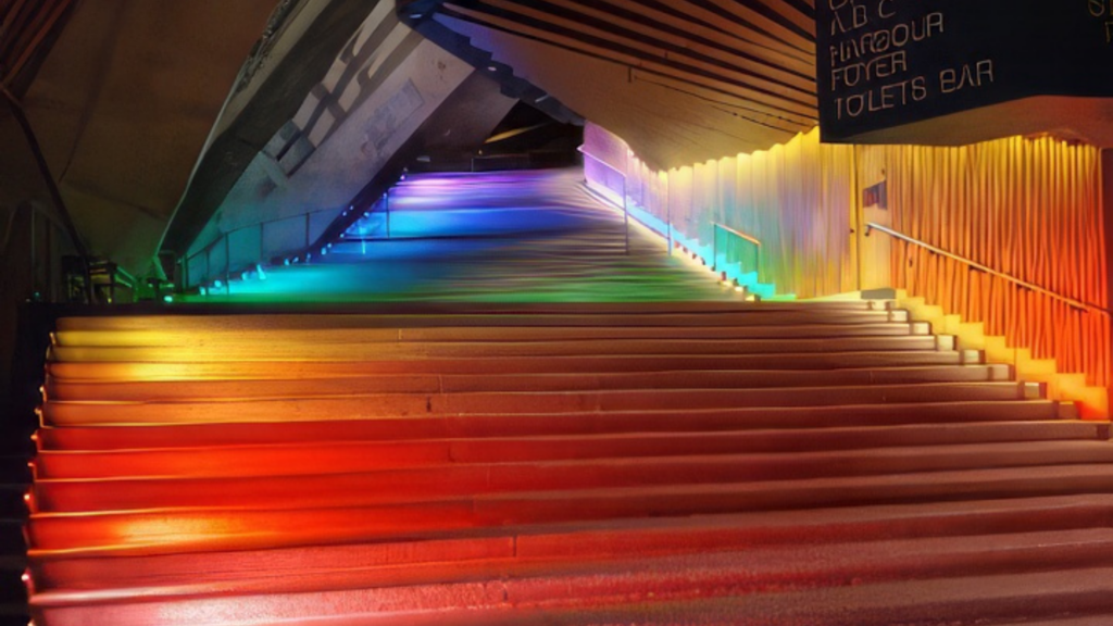 Coloured washed steps at Sydney Opera House