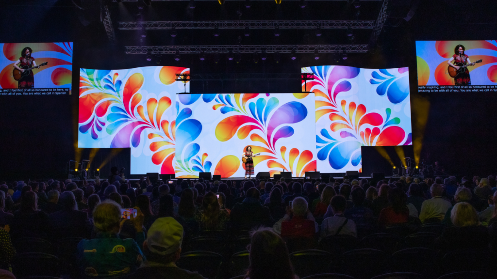 Flag shaped curved LED backdrop for Rotary International Convention