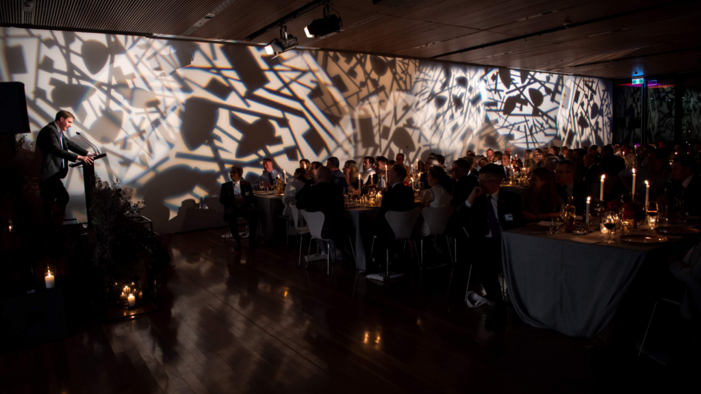 Gobo patterned lighting on the wall