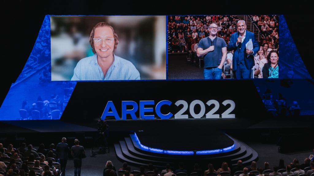 A-shaped custom LED screen for the AREC 2022 at the Gold Coast Convention Centre