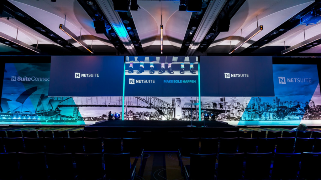 Sydney Harbour stage backdrop and projection screens